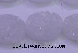 CAG8190 7.5 inches 18*25mm oval white plated druzy agate beads