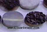 CAG8195 7.5 inches 18*25mm oval purple plated druzy agate beads