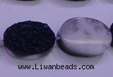 CAG8196 7.5 inches 18*25mm oval blue plated druzy agate beads