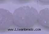 CAG8200 7.5 inches 20*30mm oval white plated druzy agate beads