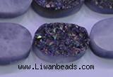 CAG8204 7.5 inches 20*30mm oval rainbow plated druzy agate beads