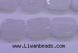 CAG8220 Top drilled 12*16mm rectangle white plated druzy agate beads