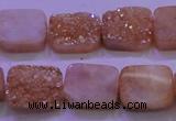 CAG8221 Top drilled 12*16mm rectangle champagne plated druzy agate beads