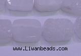 CAG8230 Top drilled 13*18mm rectangle white plated druzy agate beads