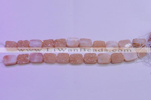 CAG8231 Top drilled 13*18mm rectangle champagne plated druzy agate beads