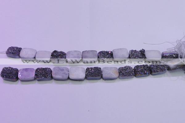 CAG8234 Top drilled 13*18mm rectangle rainbow plated druzy agate beads