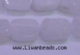 CAG8240 Top drilled 15*20mm rectangle white plated druzy agate beads