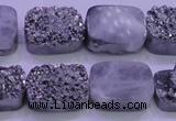 CAG8242 Top drilled 15*20mm rectangle silver plated druzy agate beads