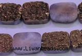 CAG8243 7.5 inches 15*20mm rectangle glod plated druzy agate beads