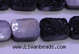 CAG8247 Top drilled 15*20mm rectangle black plated druzy agate beads