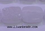 CAG8250 Top drilled 18*25mm rectangle white plated druzy agate beads