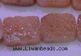 CAG8251 Top drilled 18*25mm rectangle champagne plated druzy agate beads