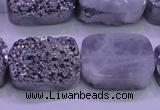 CAG8252 Top drilled 18*25mm rectangle silver plated druzy agate beads