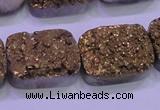 CAG8253 Top drilled 18*25mm rectangle glod plated druzy agate beads