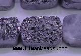 CAG8262 Top drilled 20*30mm rectangle silver plated druzy agate beads