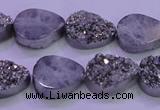 CAG8282 7.5 inches 12*16mm teardrop silver plated druzy agate beads