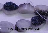 CAG8286 7.5 inches 12*16mm teardrop blue plated druzy agate beads