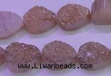 CAG8291 7.5 inches 13*18mm teardrop champagne plated druzy agate beads