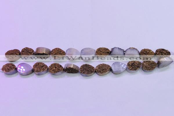 CAG8293 7.5 inches 13*18mm teardrop gold plated druzy agate beads