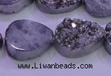 CAG8312 7.5 inches 18*25mm teardrop silver plated druzy agate beads