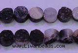 CAG8337 7.5 inches 10mm coin black plated druzy agate beads