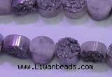 CAG8342 7.5 inches 12mm coin silver plated druzy agate beads