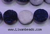 CAG8356 7.5 inches 14mm coin blue plated druzy agate beads