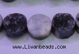 CAG8367 7.5 inches 16mm coin black plated druzy agate beads