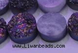 CAG8384 7.5 inches 20mm coin rainbow plated druzy agate beads