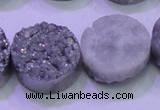 CAG8392 7.5 inches 25mm coin silver plated druzy agate beads