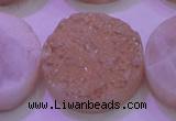 CAG8411 7.5 inches 35mm coin champagne plated druzy agate beads