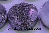 CAG8412 7.5 inches 35mm coin silver plated druzy agate beads