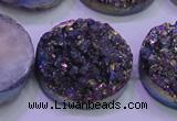 CAG8414 7.5 inches 35mm coin rainbow plated druzy agate beads