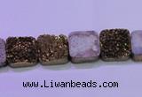 CAG8420 7.5 inches 10*10mm square gold plated druzy agate beads