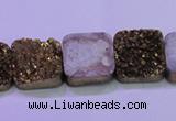 CAG8424 7.5 inches 18*18mm square gold plated druzy agate beads