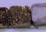 CAG8429 7.5 inches 30*30mm square gold plated druzy agate beads