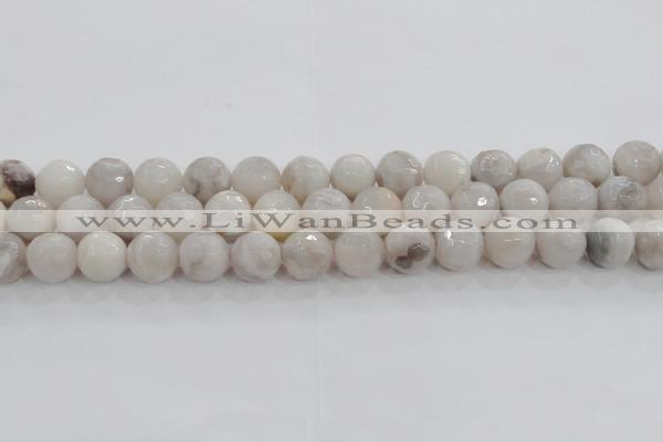 CAG8519 15.5 inches 16mm faceted round grey agate beads wholesale