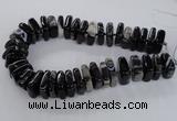 CAG8550 15.5 inches 9*23mm - 10*25mm square black line agate beads