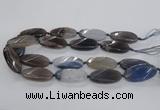 CAG8568 20*40mm faceted & twisted oval grey agate beads wholesale