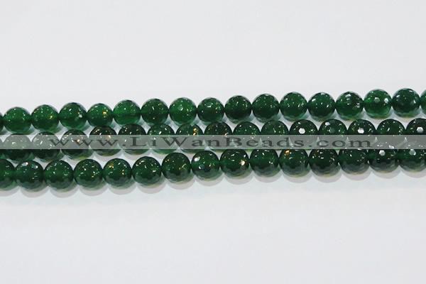 CAG8585 15.5 inches 14mm faceted round green agate gemstone beads