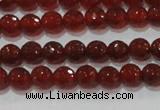 CAG8590 15.5 inches 6mm faceted round red agate gemstone beads