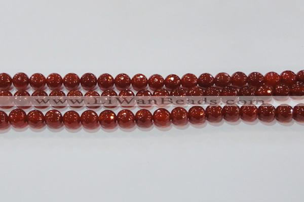 CAG8592 15.5 inches 10mm faceted round red agate gemstone beads