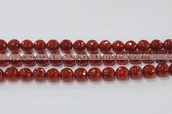 CAG8596 15.5 inches 18mm faceted round red agate gemstone beads