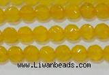 CAG8601 15.5 inches 6mm faceted round yellow agate gemstone beads