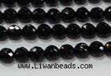 CAG8610 15.5 inches 6mm faceted round black agate gemstone beads