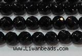 CAG8611 15.5 inches 8mm faceted round black agate gemstone beads