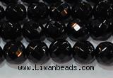 CAG8612 15.5 inches 10mm faceted round black agate gemstone beads