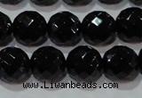 CAG8614 15.5 inches 14mm faceted round black agate gemstone beads