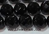 CAG8615 15.5 inches 16mm faceted round black agate gemstone beads