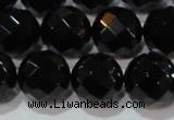 CAG8616 15.5 inches 18mm faceted round black agate gemstone beads